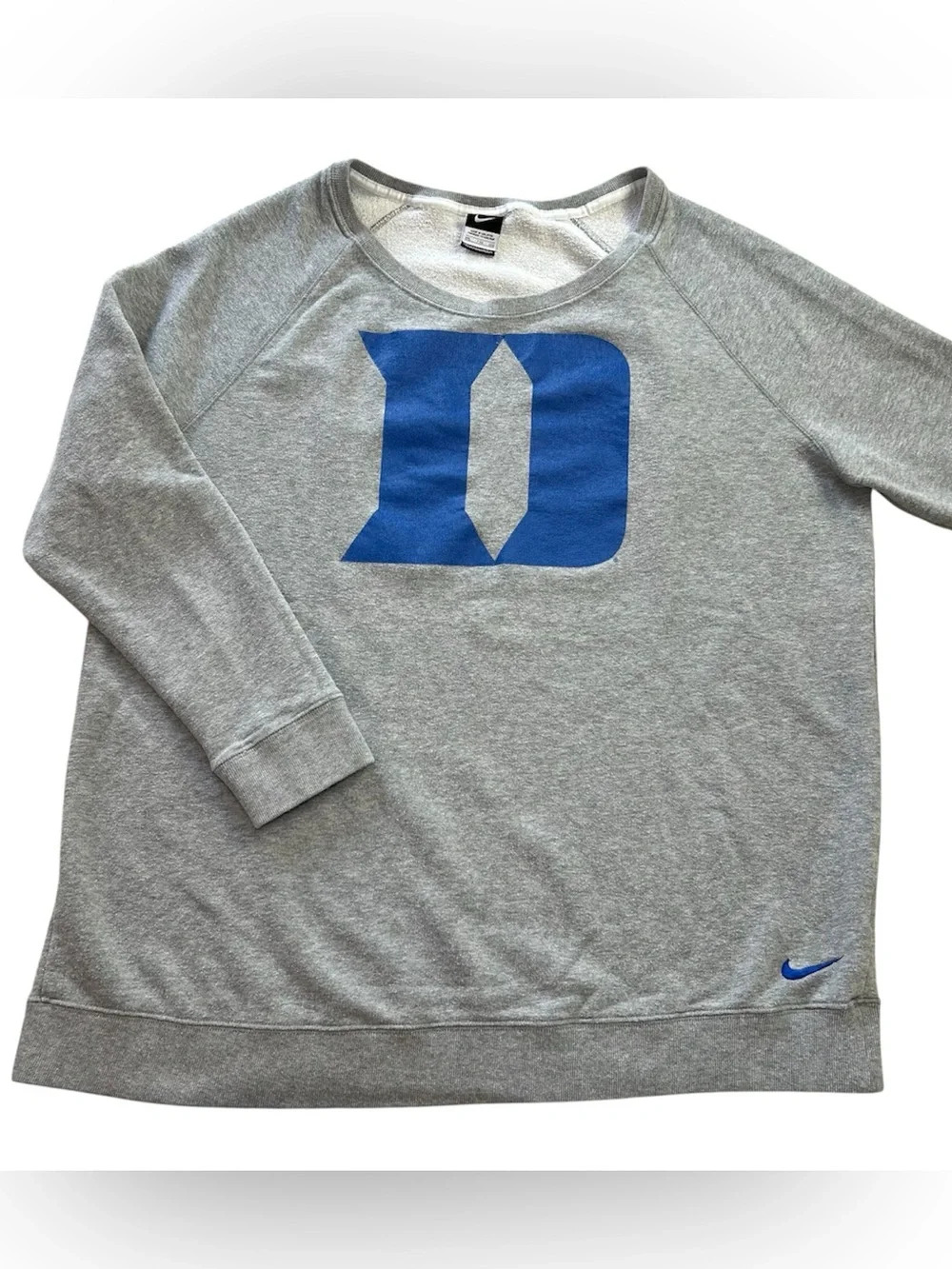 Nike Duke Blue Devils Women’s Fleece Crewneck Pullover Gray Scoop Neck size 2XL